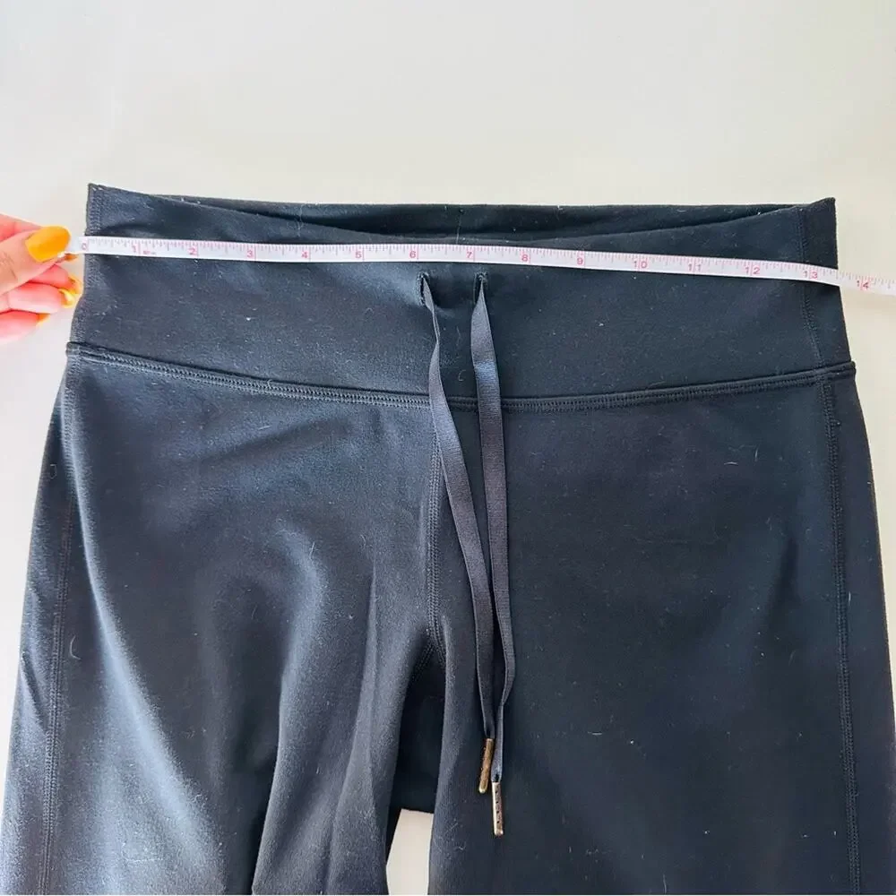 LULULEMON Black Mid High Rise Boot Cut Drawstring Tie Waist Yoga Pant Leggings 6